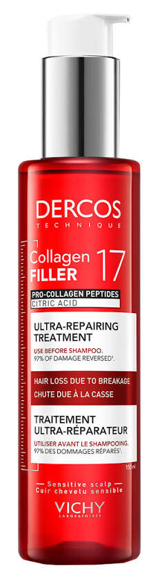 Пре-шампунь для восстановления волос и кожи головы Vichy Dercos Technique Collagen Filler 17 Ultra-Repairing Treatment